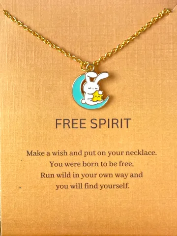 Cute Bunny Charm Necklace With Free Sprit Card