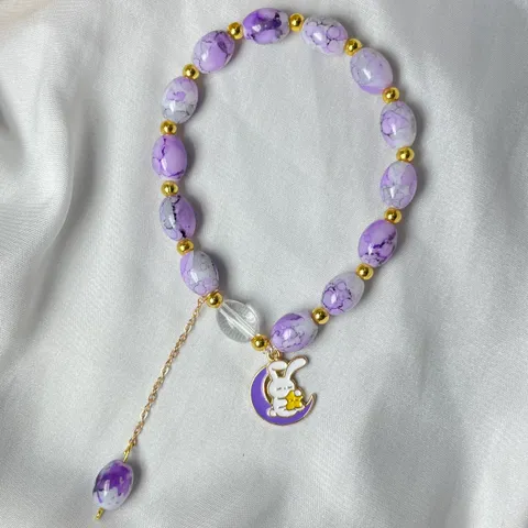 Oval Tie-Dye Lavender Bracelets With Charm