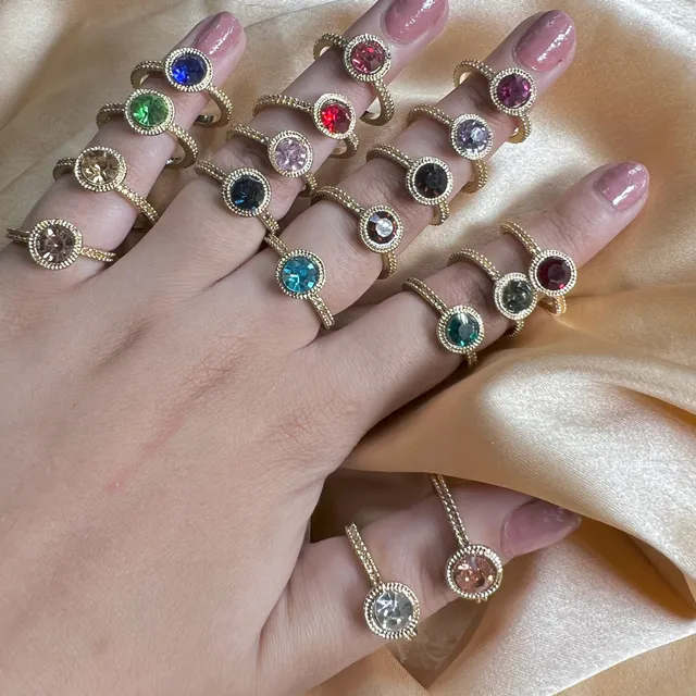 Colourful Big Stone Trendy Rings ( Random )