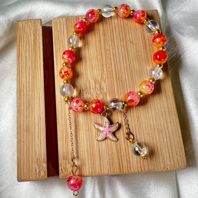 Cute Star Charm Glass Beads Bracelet