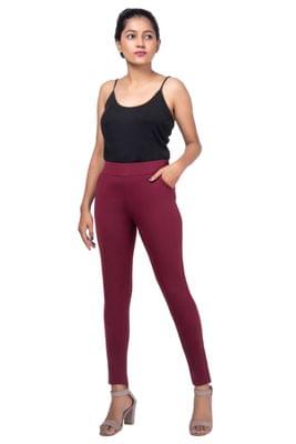 Slim Fit Crease Wine Jeggings