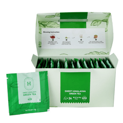 Hustlebush Sweet Himalayan Green Tea 25 Pyramid Tea Bags Detox Tea Made with 100% Whole Leaf