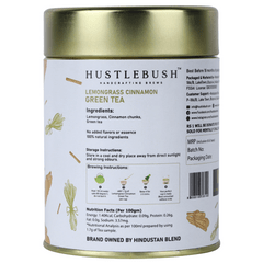 Hustlebush Lemongrass Cinnamon Green Tea Whole Leaf Loose Tea For Weight Loss Fights Cough & Cold 50g loose Leaf