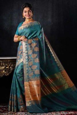 Banarasiya Women's Traditional Banarasi Silk Turquoise Saree