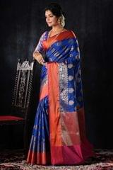Banarasiya Women's Traditional Banarasi Silk Blue Saree