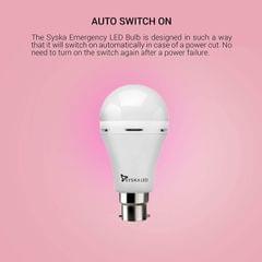 Syska Inverter SSK-EMB-07-01-B22 7-Watt Rechargeable Emergency Bulb (White)
