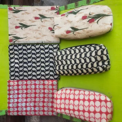 Printed Cotton Covered Notebook And Pouch