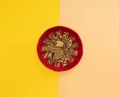 Handmade Crochet And Madhubani Coaster - Peacock (Pack Of 4)