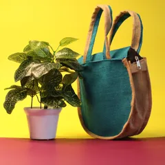 Ladies Jute Hand Bag | Blue | Pack of 2