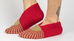 Woollen Socks or Booties | Red & Orange | Acrylic Wool
