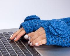 Fingerless Woollen Mittens or Gloves | Flower Design