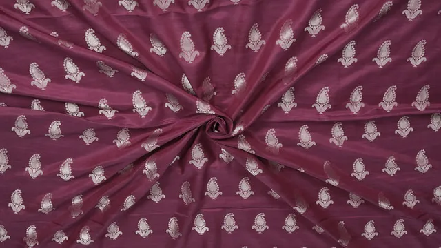 Handloom Reshmi Silver Zari Boota Running Fabric. NR-FAB-007D