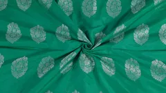 Handloom Plain Weave With Reshmi Silver Zari All Over Boota Running Fabric -008D