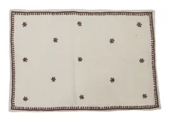 Rectangular Table Placemat  (Off White With Brown Embroidery Linen)