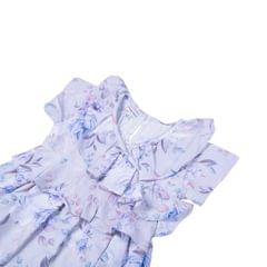 Lavender Self Design Floral Flounce Dress