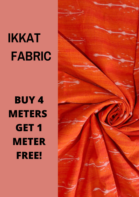 Orange Ikkat Fabric-4
