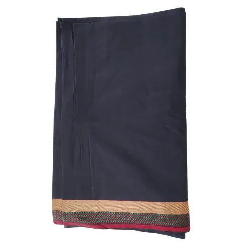 Black Fabric With Gold Zari Border-1