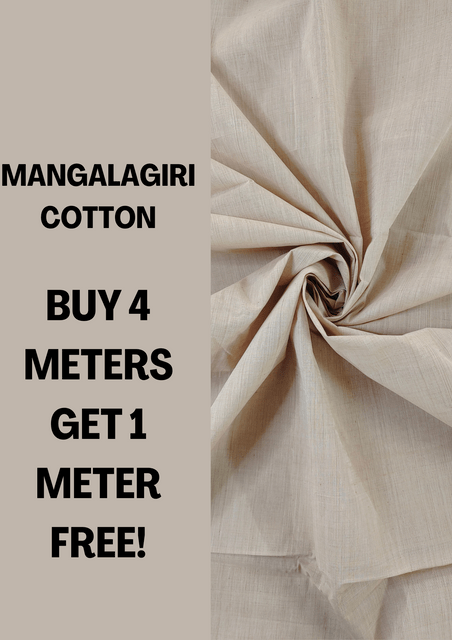 Beige Mangalagiri Cotton Fabric