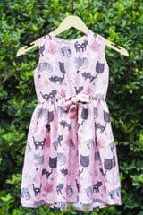 Pink Kid Printed Knot Detail Dress