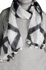 Tie & Dye / Silk Stole / Grey & White Colour