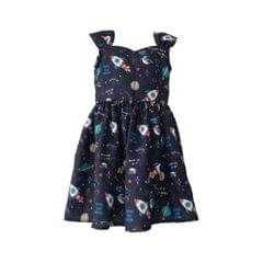 Black Space Print Sleeveless Dress