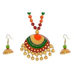 Multicolour Dome shaped pendent with Jhumka