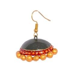 GREY AND BLACK TEXTURED NECKLACE WITH JHUMKA