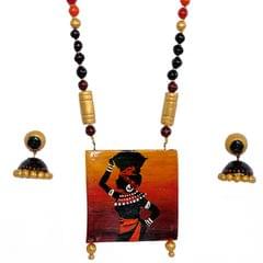 Women Illusion Necklace Set With Jhumka