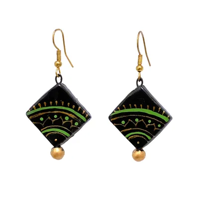 Black Geometrical Terracotta Earrings