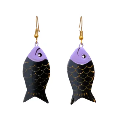 Black fish Shaped Terracotta Earrings