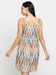 Tisser Ikat A-Line Midi with Embroidery