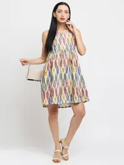 Tisser Ikat A-Line Midi with Embroidery