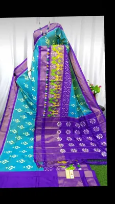 Pochampally Silk Saree | Blue Colour | Violet Border