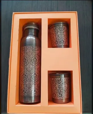 Black Design Copper Bottle & Glass Set