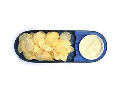 Kadam Haat Handmade Bamboo Chip & Dip Snacks Tray | Tray with Bowl, Ideal for Serving Snacks & Platter with Sauce | Starters, Nashta, Buffet - Unique Design Dishes for Home Restaurant (Black, Indigo,& Green)