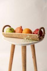 Kadam Haat Handmade Wicker Bread Tray with Handles | Kitchen Counter Top Storage Tray, Decorative Tray | Home and Restaurants for Serving Snacks, Breads and Appetizers
