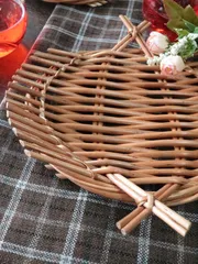 Kadam Haat Handmade Willow Wicker Tray | Kitchen Counter Top Storage Tray, Decorative Tray | Home and Restaurants for Serving Snacks & Dry Fruits