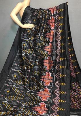 Pochampally Silk Saree | Black Colour | Black Border