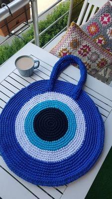 Handmade Crochet Evil Eye Round Bag