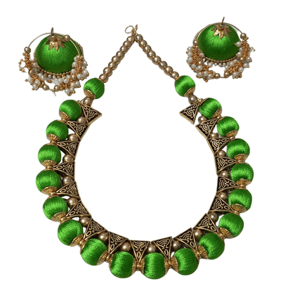Green Handmade Silk Thread Jewellery VMM 57
