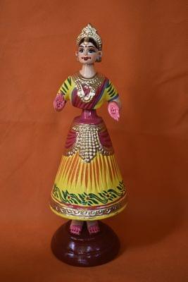 Yellow and Red Color Kondapalli Bommalu Dancing Doll(Small)