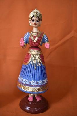 Blue and Red Color Kondapalli Bommalu Dancing Doll(Large)