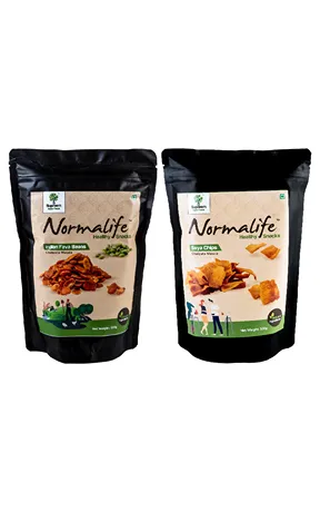 Supreem Super Foods  Normalife™ Gluten Free Indian Fava Beans - Chatpata Masala Snack &  Soya Chips – All the Goodness of Soya. 100 gms - Combo Pack of 2