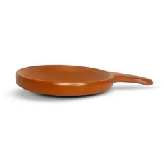 Terracotta frying pan with flat handle