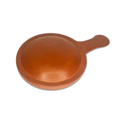 Terracotta frying pan with flat handle