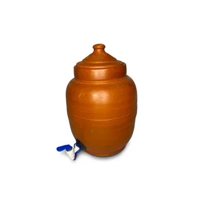 Terracotta Round Water Dispenser with Tap