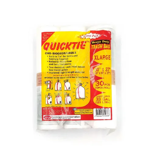 Quicktie Heavy Duty Trashbag Natural Color XLarge 30s