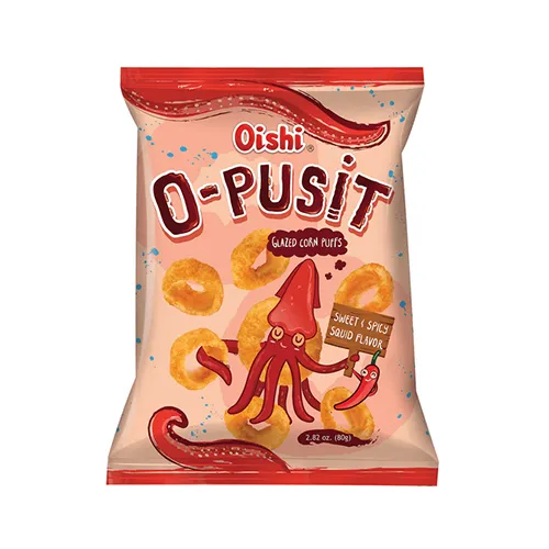 Oishi O-Pusit glazed Corn Puff Sweet & Spicy Squid Flavor 80g