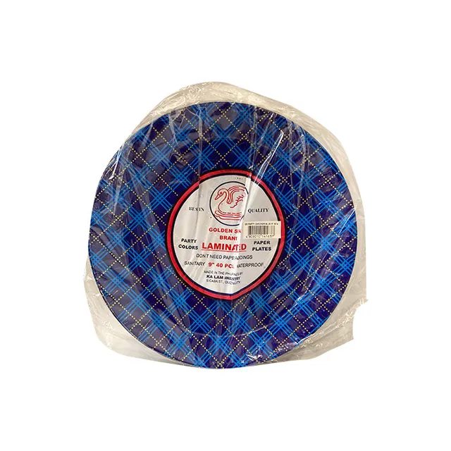 Golden Swan Laminated Paper Plate Checkered Blue 9 x 40s