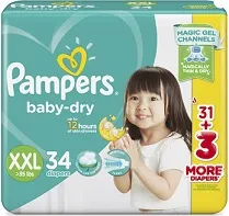 Pampers Baby Dry Taped Jumbo Diaper Extra Extra Large (XXL) 34s